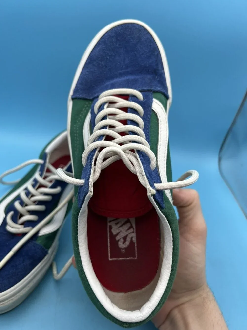 Vans Off The Wall Lace Up Shoes Men Size 6 Skateboard Red Blue Green Multi
